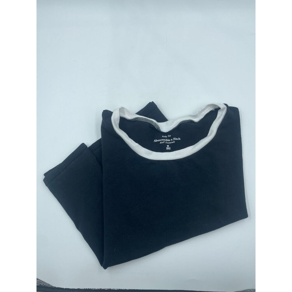 Abercrombie & Fitch A&F M Essentials Contrast Ringer Baby Tee - Black & White